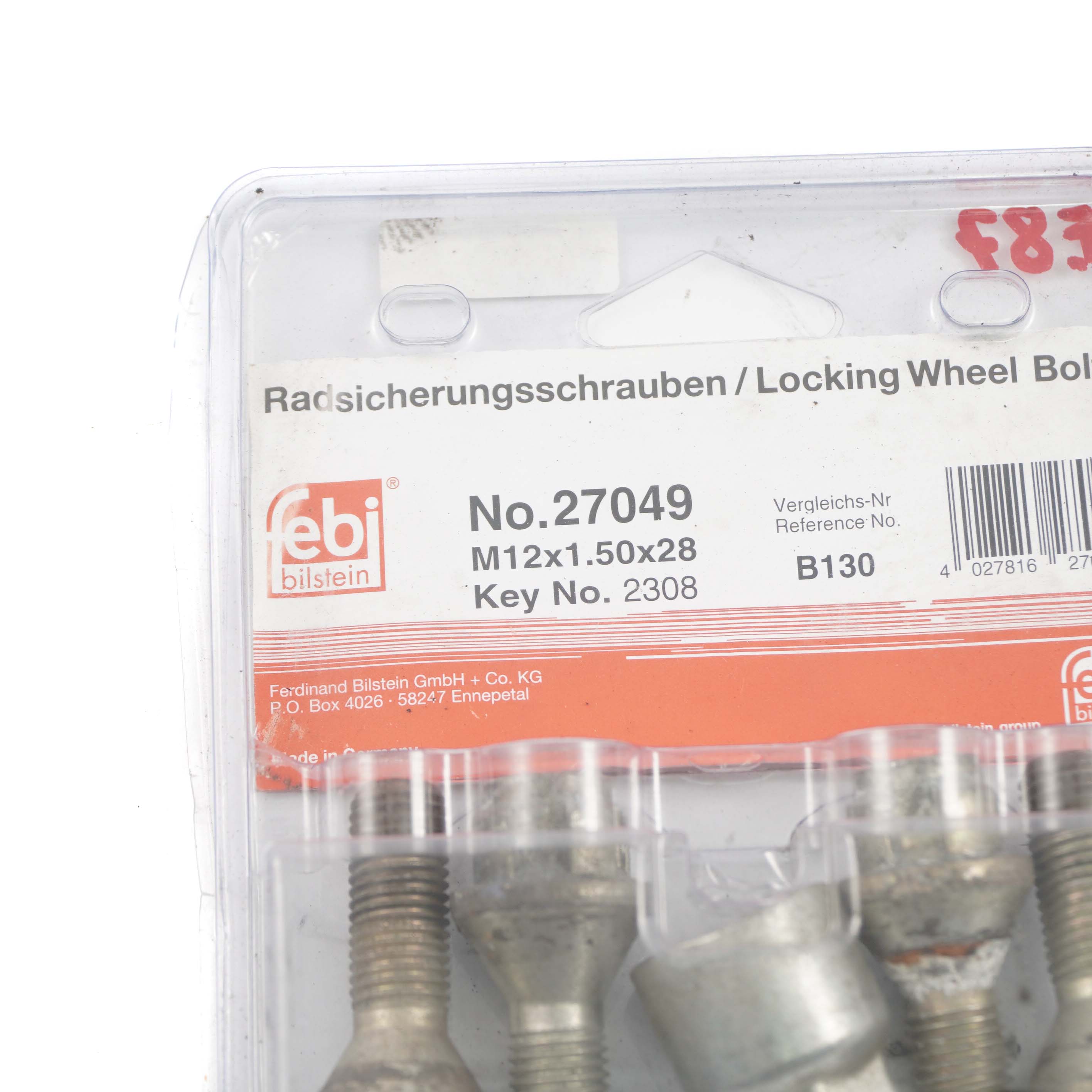 BMW 1 E87 Febi 27049 Locking Wheel Bolt Locks Security Nut Set M12x1.5x28