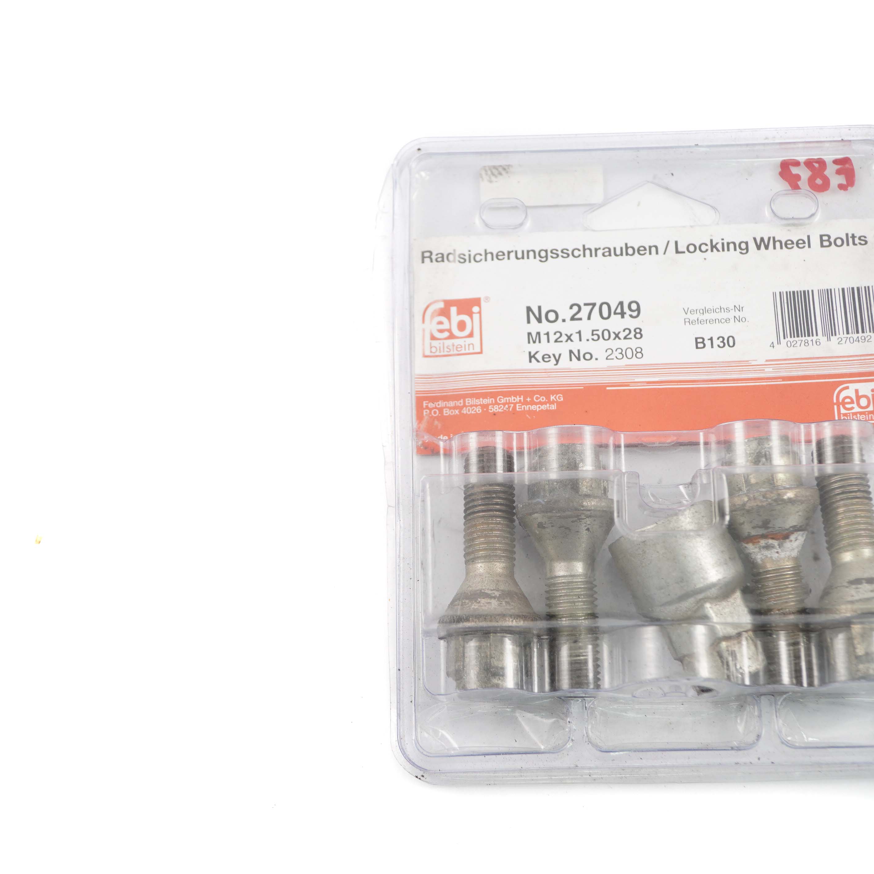 BMW 1 E87 Febi 27049 Locking Wheel Bolt Locks Security Nut Set M12x1.5x28