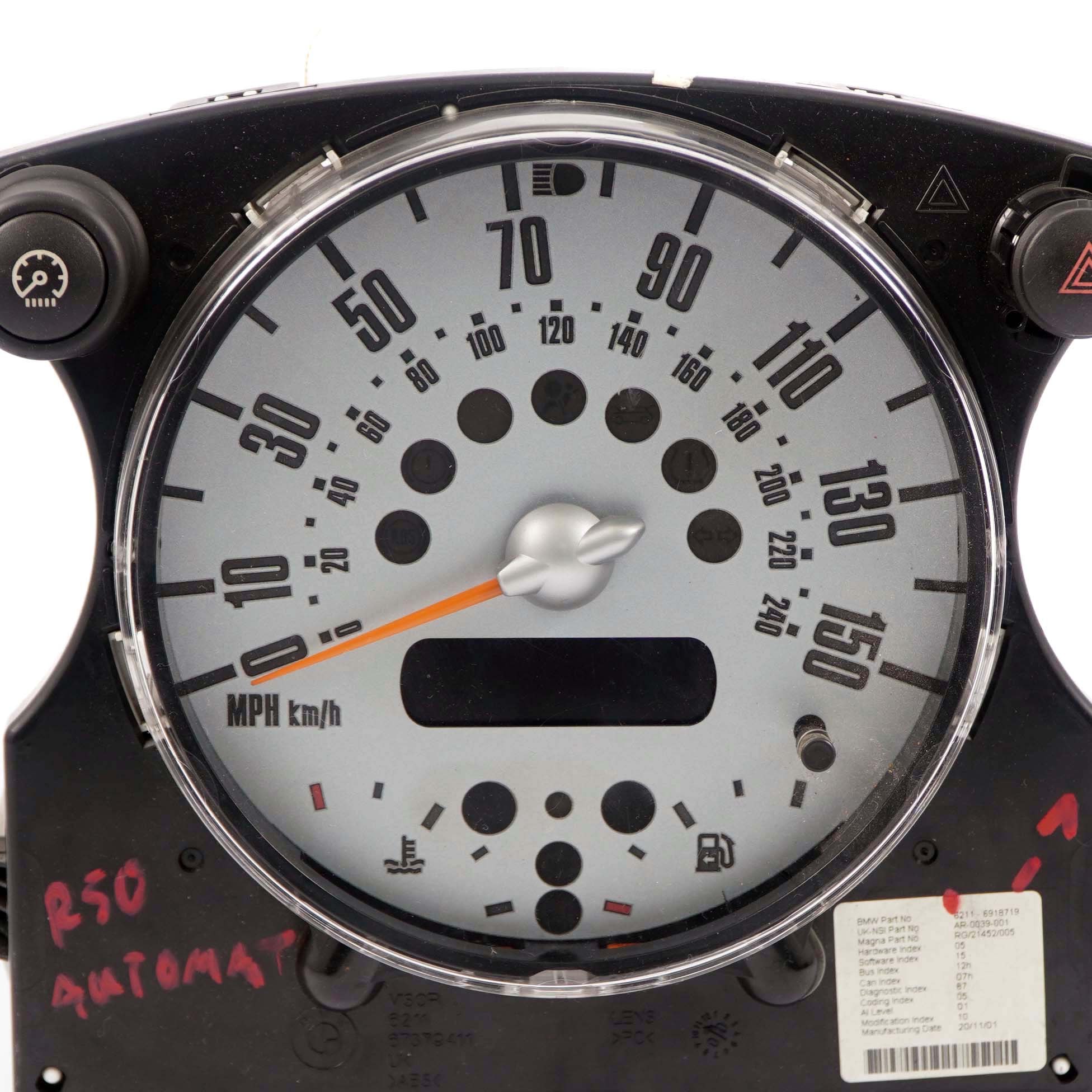 Mini Cooper One R50 R52 Speedometer Speedo Clock Instrument Cluster 6918719