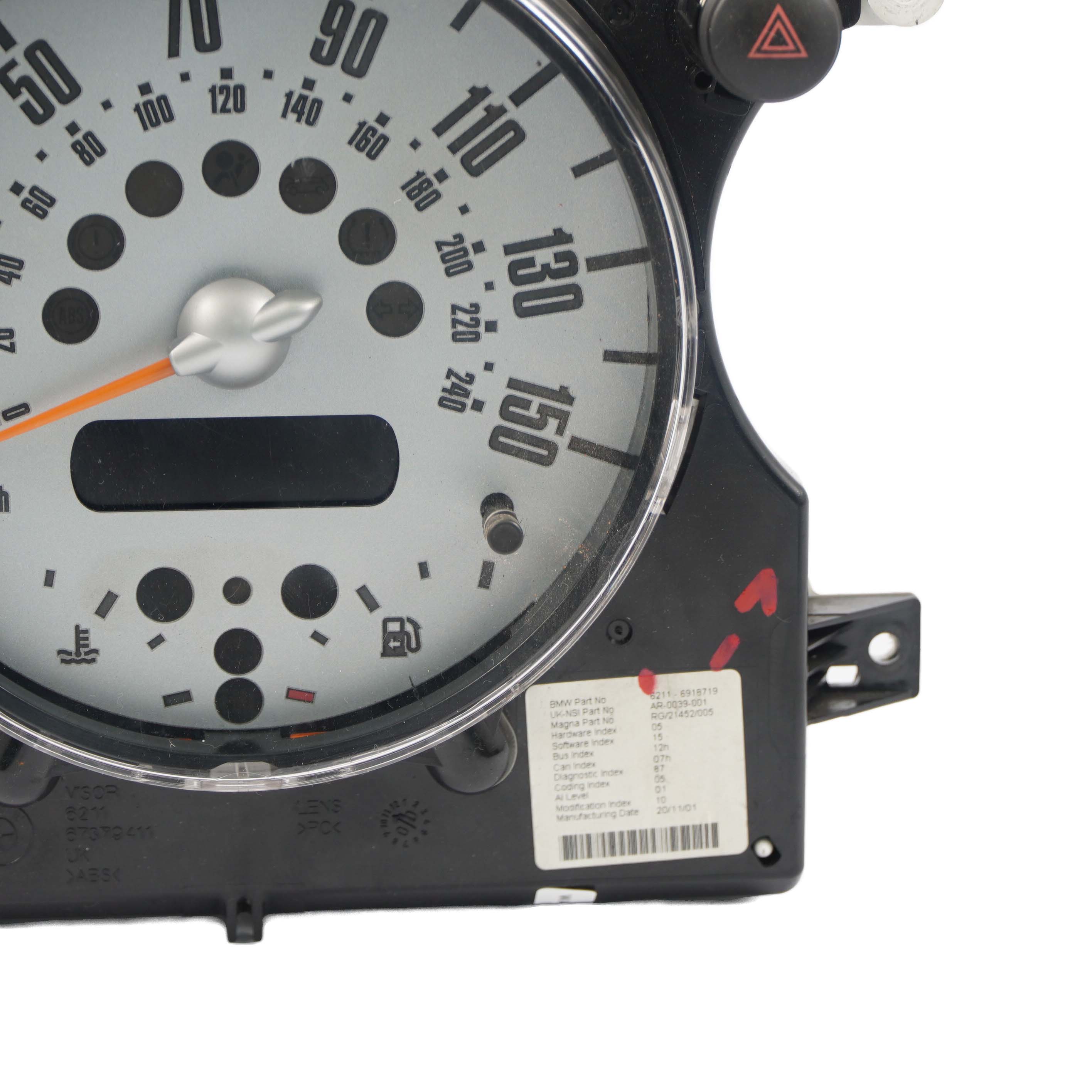 Mini Cooper One R50 R52 Speedometer Speedo Clock Instrument Cluster 6918719