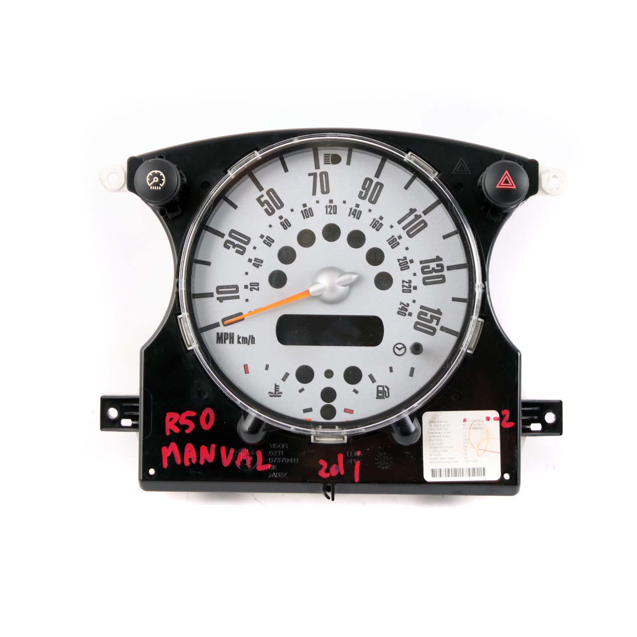 MINI Cooper One R50 R52 Speedometer Speedo Clock Instrument Cluster 6972076