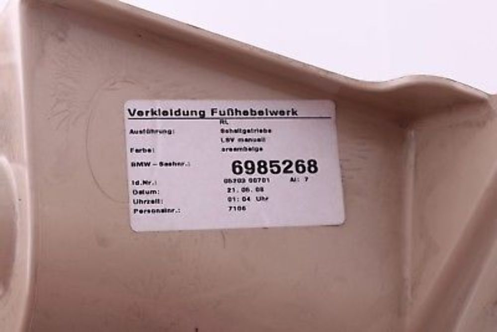 BMW 5 Series E60 E61 LCI Trim Panel Foot Controls Right Driver Side O/S Beige