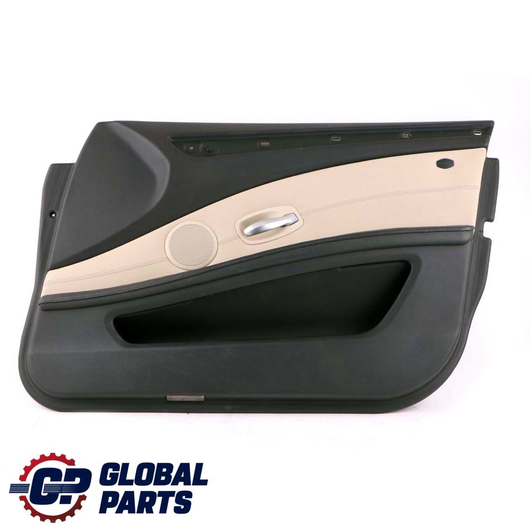 BMW E60 E61 LCI Front Right O/S Door Card Trim Panel Cream Beige Black Leather