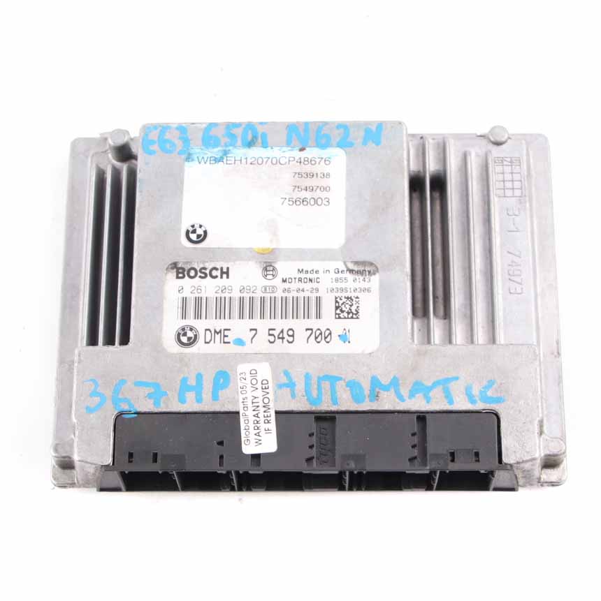 BMW E63 650i N62N 367HP ECU Control Unit Module DME 7549700 Automatic