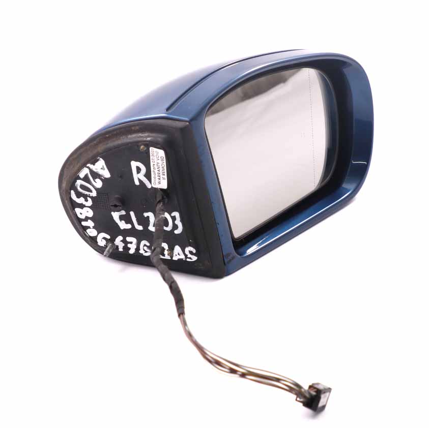 Mercedes W203 Wing Mirror Power Fold Door Right O/S Outside Jaspisblau Blue 345