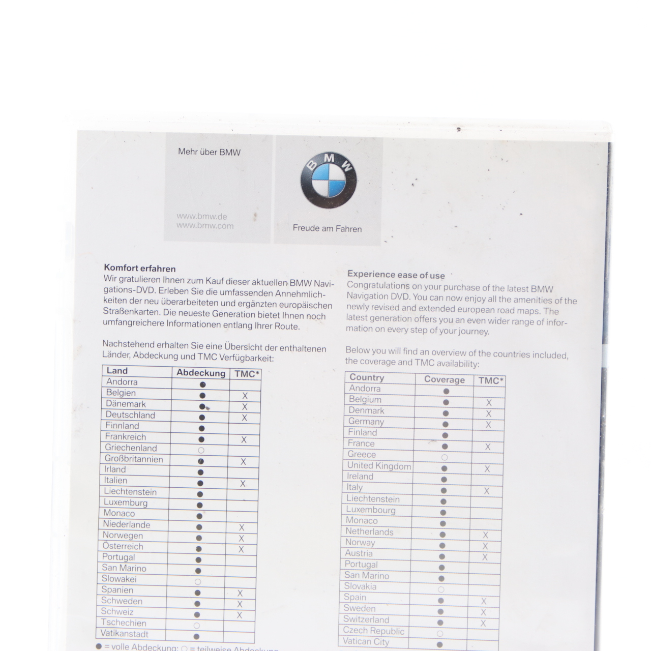 BMW Disc Professional Navigation 08-1 DVD Road Map Europe T1000-12678